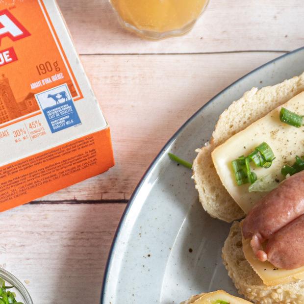 Grilled cheese dogs with OKA cheese