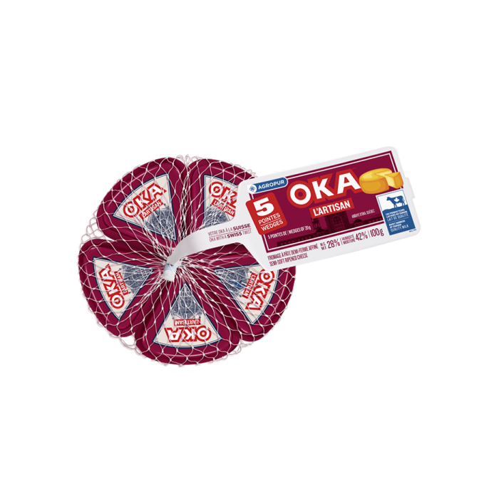 Fromage OKA L'Artisan emballage portions individuelles 5 x 20 grammes Fromage OKA L'Artisan emballage portions individuelles 5 x 20 grammes