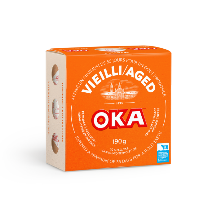 OKA Aged Cheese 190 Grams Wheel Packaging