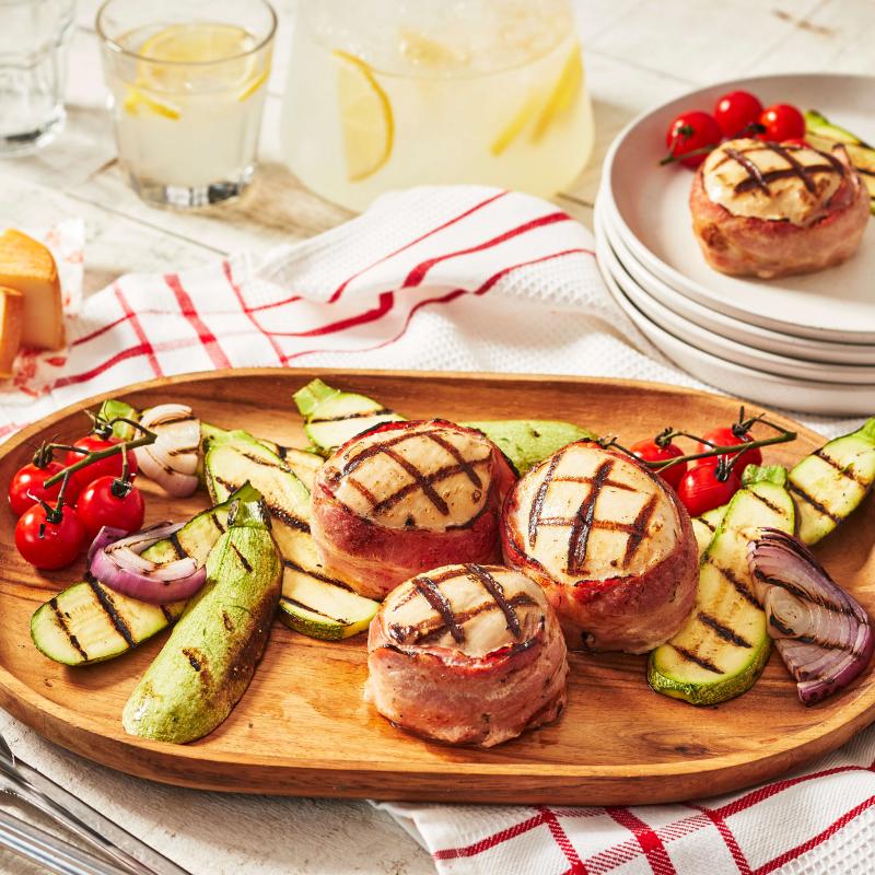 OKA Classique with mushrooms & bacon stuffed tournedos