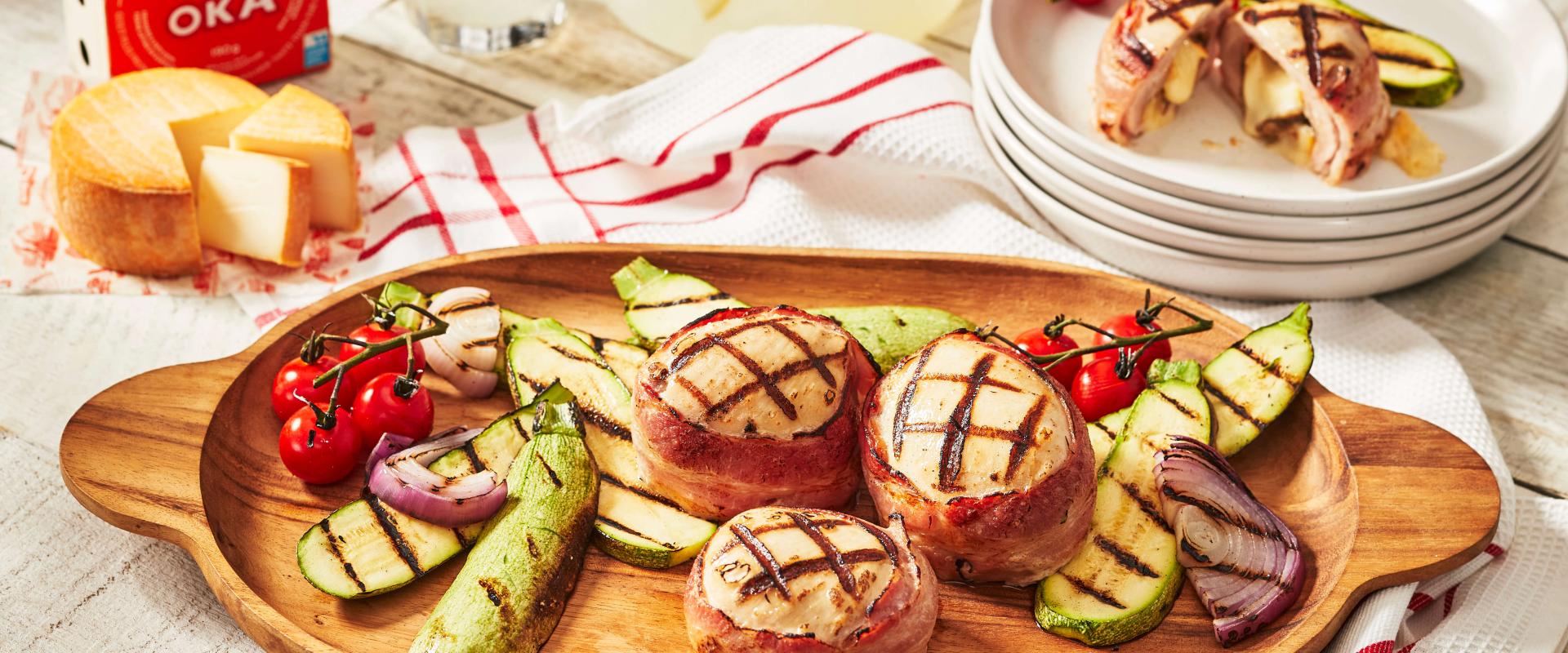 OKA Classique with mushrooms & bacon stuffed tournedos