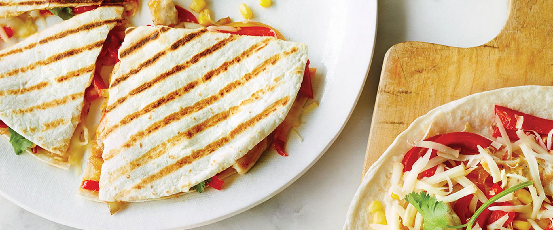 Chicken and OKA Light quesadillas